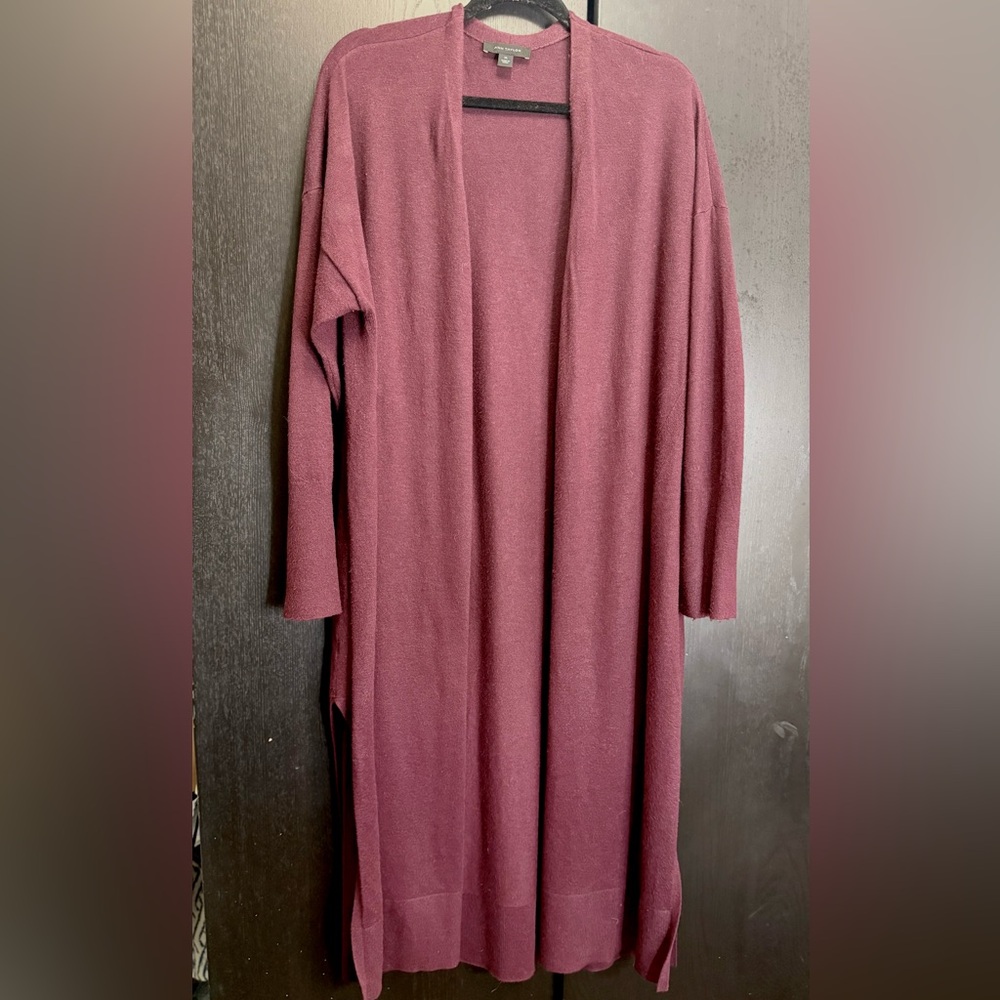 Ann Taylor Long Sleeve Burgundy Cardigan